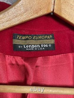 Rayons! Vintage Tempo Europa By London Fog Fabriqué Aux États-unis Rouge 100% Laine Taille De Manteau 8