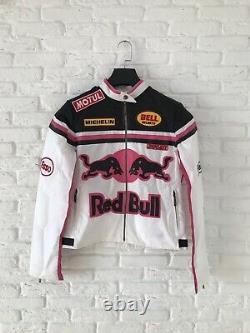 Red Bull Vintage 90s Bomber/jacket Blanc Rose Femmes Rare Taille L