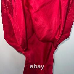 Robe Cheongsam Vintage Authentique pour Femme Taille 6 Rouge en Soie Pure à Manches Cap Midi