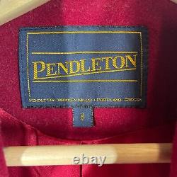 Robe De Pendleton Vintage Taille De Manteau 8 Femmes Rouge Foncé Long Wool Carrière