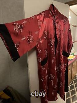 Robe Kimono Vintage de la marque HOTO Rouge Noir Taille Large Authentique