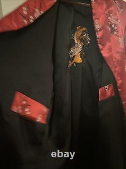 Robe Kimono Vintage de la marque HOTO Rouge Noir Taille Large Authentique