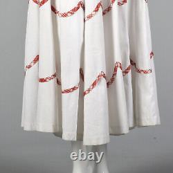 Robe Longue Journée S 1940s Sweetheart Neckline Scallop Details Manches De Pétale 40s Vtg