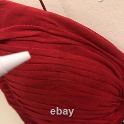 Robe Maxi en soie rouge ornée vintage pour femme Lillie Rubin