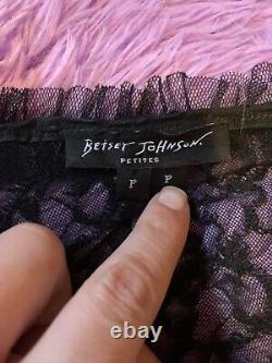 Robe Vintage Betsey Johnson & Top Set- Bord De Velours Rouge Noir Rose Dentelle. Xsp