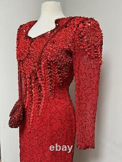 Robe Vintage De Paillettes Rouges 7/8