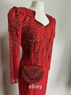 Robe Vintage De Paillettes Rouges 7/8