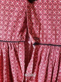 Robe Vintage Paire Red Floral Calico 3/4 Sleeve Cottagecore Avec Bonnet