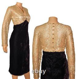 Robe de fête Scott McClintock en dentelle dorée, velours vintage pour femme taille 16W - NEUVE AVEC ÉTIQUETTE