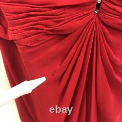 Robe de soirée vintage en soie rouge ornée pour femme Lillie Rubin