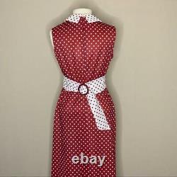 Robe longue vintage à pois rouge et blanc