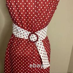 Robe longue vintage à pois rouge et blanc