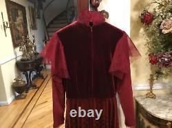 Robe longue vintage en velours velours rouge victorien taille S