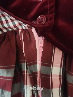 Robe maxi Bill Tice taille 8 pour femme à carreaux rouge brique, style vintage des années 1970, inspirée des cottages.