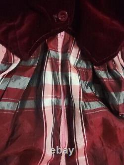 Robe maxi Bill Tice taille 8 pour femme à carreaux rouge brique, style vintage des années 1970, inspirée des cottages.