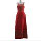 Robe Midi Matelassée Vintage à Fleurs Rouges Et Jaunes Pour Femmes De Petite Taille Lanz