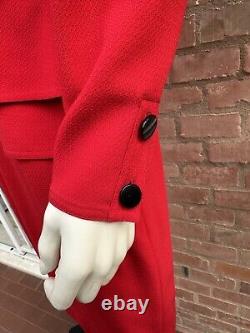 Robe peplum Vintage rouge en laine Valentino Miss V Xmas 1980 Rome Archive Taille 46 L