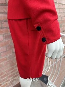 Robe peplum Vintage rouge en laine Valentino Miss V Xmas 1980 Rome Archive Taille 46 L