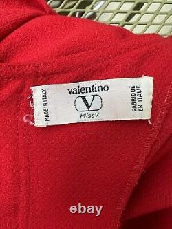 Robe peplum Vintage rouge en laine Valentino Miss V Xmas 1980 Rome Archive Taille 46 L