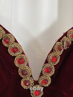 Robe vintage David Fielden en velours rouge avec perles, moulante, courte, taille 12, pour soirée.