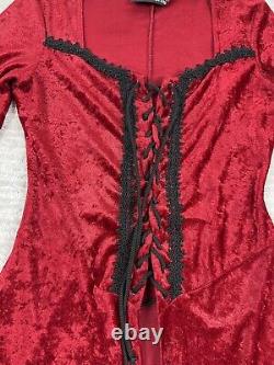 Robe vintage de service des lèvres pour femmes, taille S, en velours rouge, style gothique et vampire