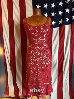 Robe vintage en crochet rouge de Moda International