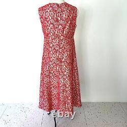 Robe vintage pour femmes rouge, taille moyenne, sans manches, métallique des années 60, faite à la main, col en V doublé