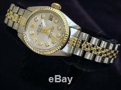 Rolex Datejust 2tone 14k Gold & Montre En Acier Inoxydable De Diamant D'argent 6917