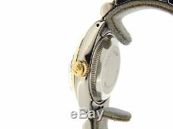 Rolex Datejust 2tone 14k Montre En Or Jaune En Acier Black Diamond Dial 6917