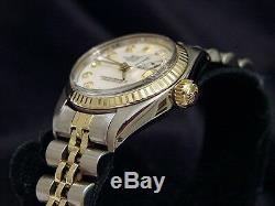 Rolex Datejust 2tone 14k Montre En Or Jaune En Acier Blanc Mop Diamant 6917
