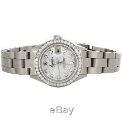 Rolex Datejust Diamond Watch Oyster Perpetual Steel 6917 Mop Dial 1 Ct