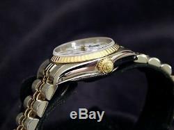 Rolex Datejust En Or 18 Carats Et 2tone Montre En Acier Inoxydable Blanc Roman 69173