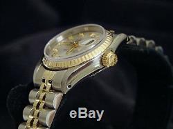 Rolex Datejust En Or Jaune Montre En Acier Inoxydable Argent Diamant 69173