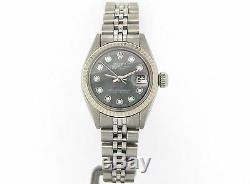 Rolex Datejust Lady Montre En Acier Inoxydable Black Or Blanc Mop Diamant 6917
