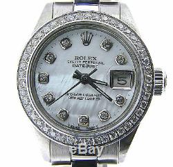 Rolex Datejust Lady Ss Montre En Acier Inoxydable Blanc Mop Diamond Cadran. 70ct Bezel