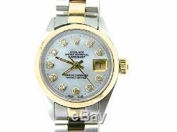 Rolex Datejust Montre En Or Jaune Et Acier Blanc Mop Diamond Dial 6917