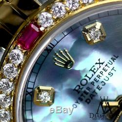 Ruby Diamant Rolex 26mm 2 Tone Or 18 Carats Ss Datejust Tahiti Mop Jubilee