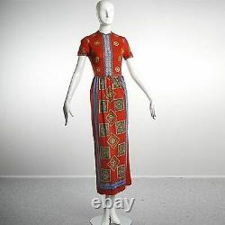 S Xs Vintage Années 1960 60s Mr Dino Short Sleeve Summer Dress Red Op Art Designer