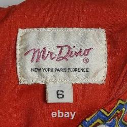 S Xs Vintage Années 1960 60s Mr Dino Short Sleeve Summer Dress Red Op Art Designer