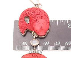 SAJEN Bracelet en argent sterling 925 avec maillons sculptés en corail rouge vintage - BT9878