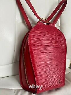 Sac À Dos Louis Vuitton Mabillon Vintage Femmes Sac À Dos En Cuir Épi Épaule Rouge