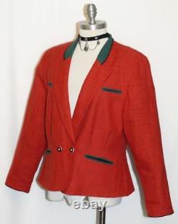 Salzburger Red Cotton & Linen Jacket Autriche Femmes Sport Dirndl 42 10 M B40