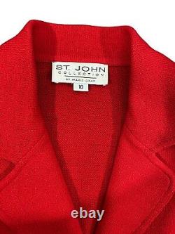 St. John Classic Femme Vintage Marie Gris Jupe Rouge Blazer Suit