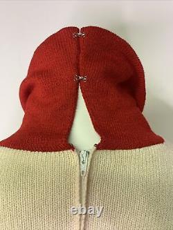 St. John Vintage 6 Rouge Crème Santana Tricot Ceinture Manches Longues Sweater Robe MIDI