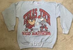 Sweatshirt Vintage Texas Tech Looney Tunes, Sweatshirt Red Raiders Pullover XL