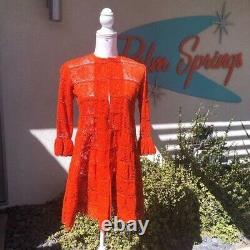 Tachi Castillo Veste Taille 6 Femmes Vintage Orange Rouge Ruffle Manches