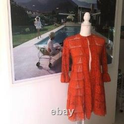 Tachi Castillo Veste Taille 6 Femmes Vintage Orange Rouge Ruffle Manches