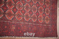 Tapis d'accent balouch vintage rouge/marine 3x6 en laine tribale fait main