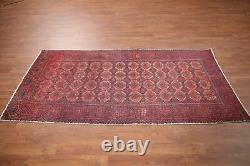 Tapis d'accent balouch vintage rouge/marine 3x6 en laine tribale fait main