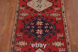 Tapis de couloir étroit vintage en laine rouge Heriiz 2x9 noué à la main, style tribal